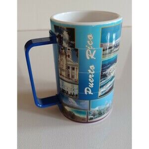Vintage Swivel Puzzle Cup Mug Puerto Rico Sites Rotating Plastic